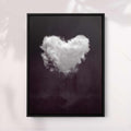 Heart Cloud Black & White Print | Minimal Surreal Wall Art