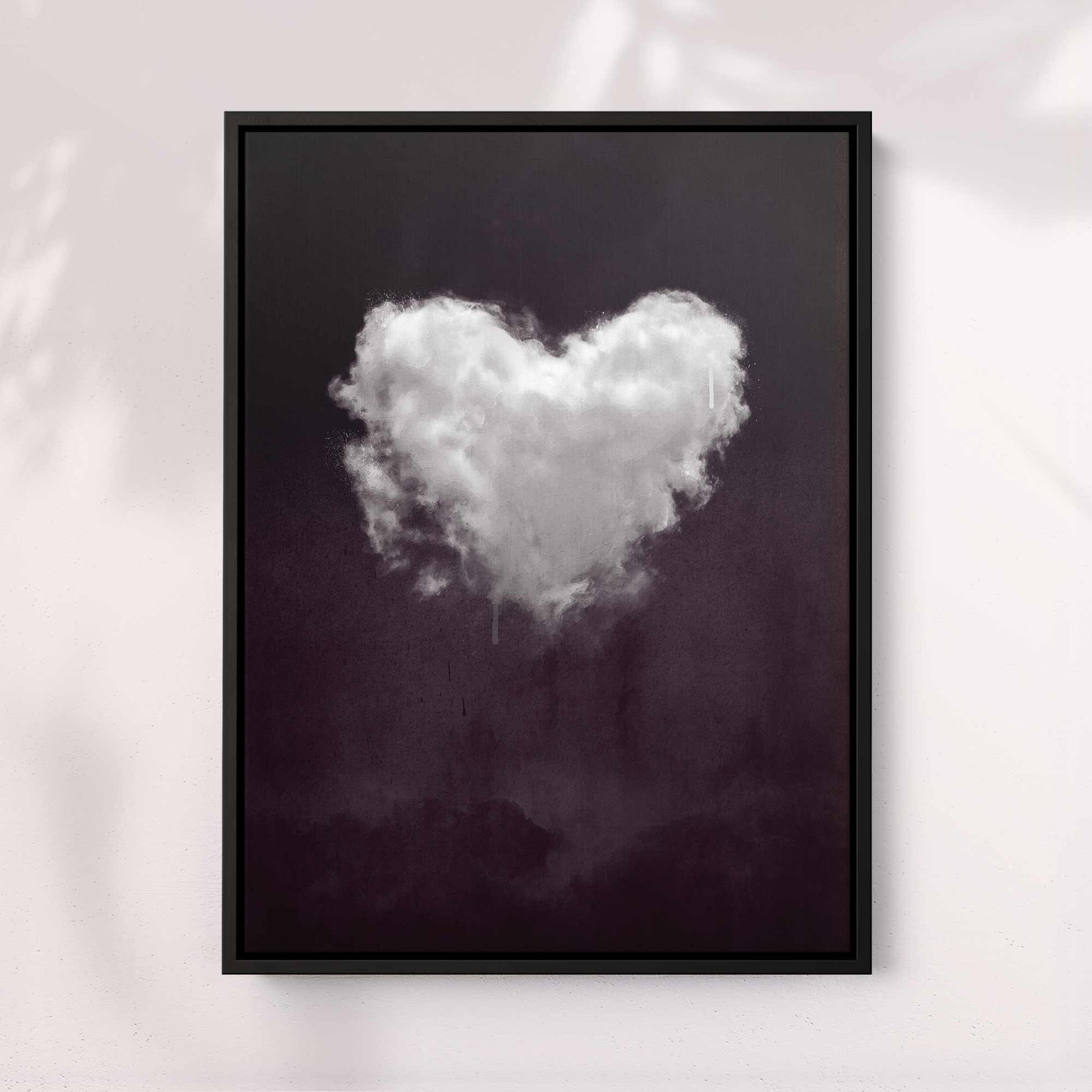 Heart Cloud Black & White Print | Minimal Surreal Wall Art