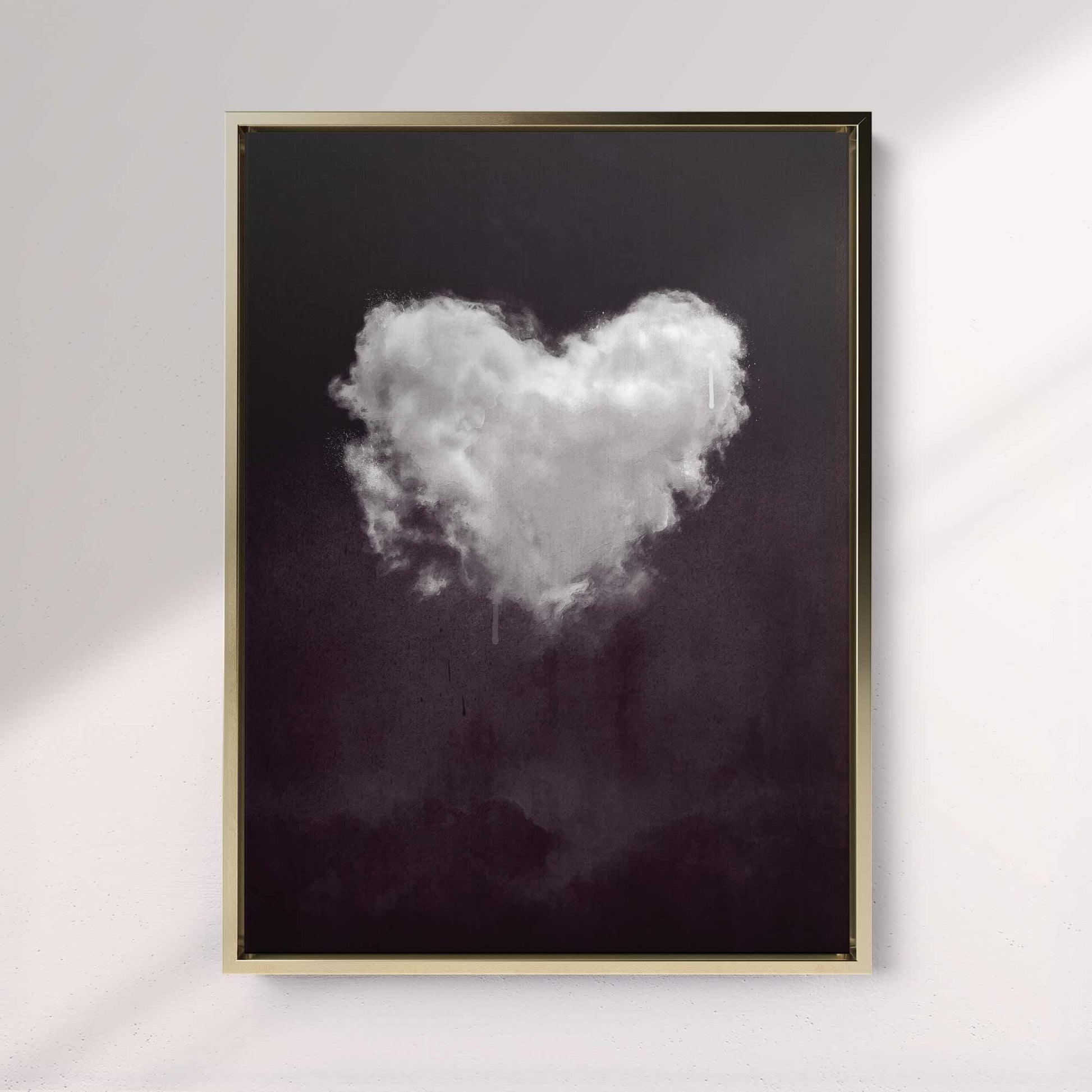 Heart Cloud Black & White Print | Minimal Surreal Wall Art