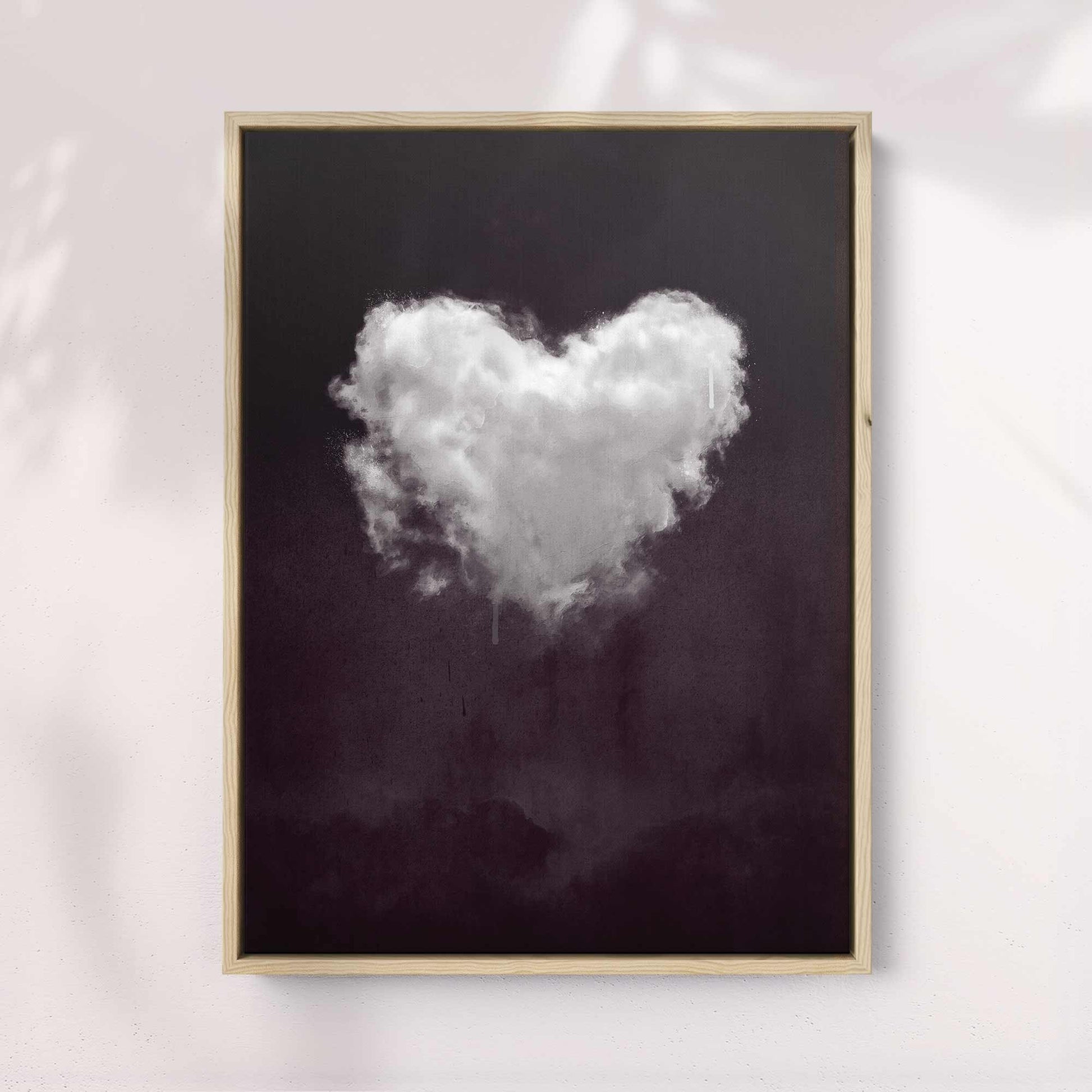 Heart Cloud Black & White Print | Minimal Surreal Wall Art