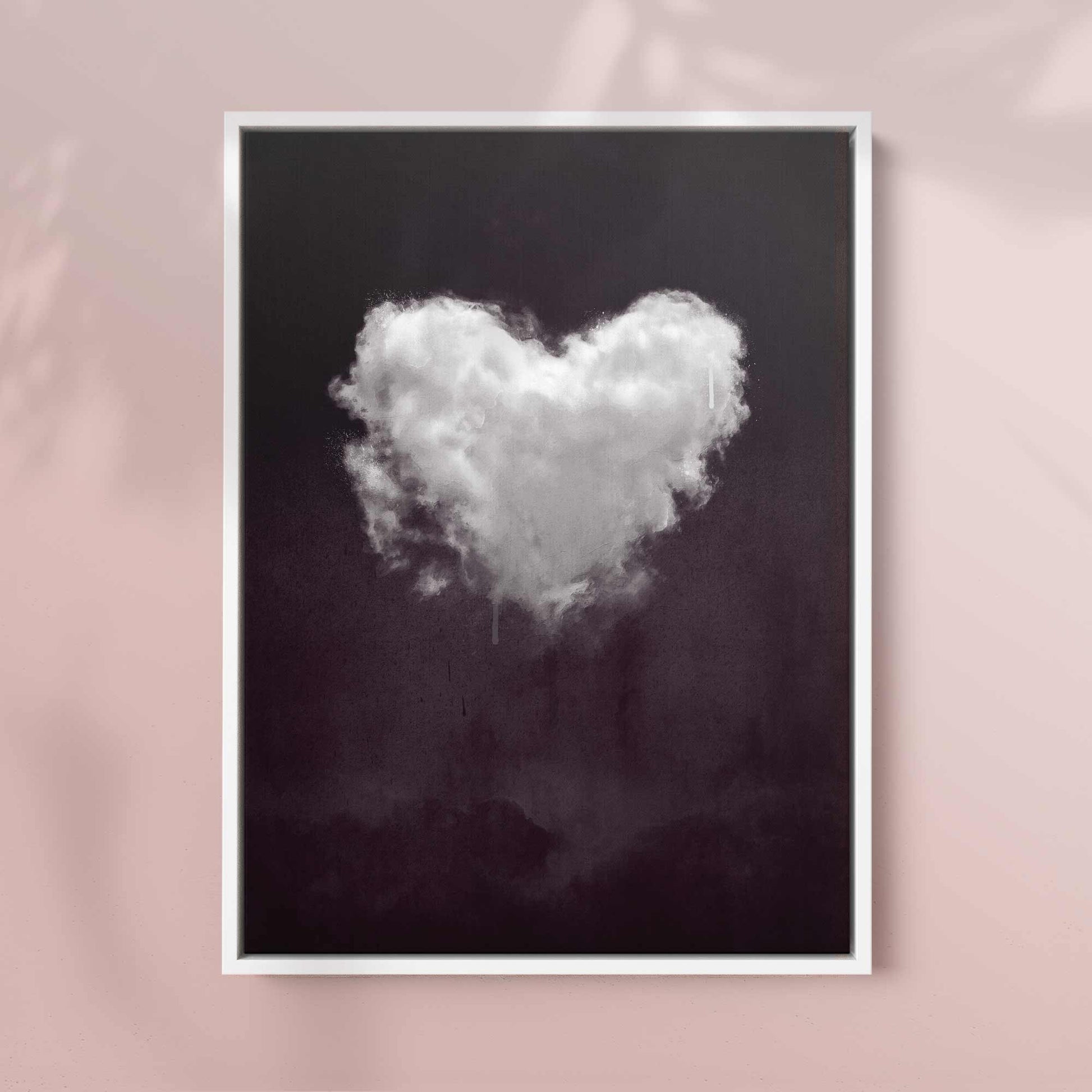 Heart Cloud Black & White Print | Minimal Surreal Wall Art