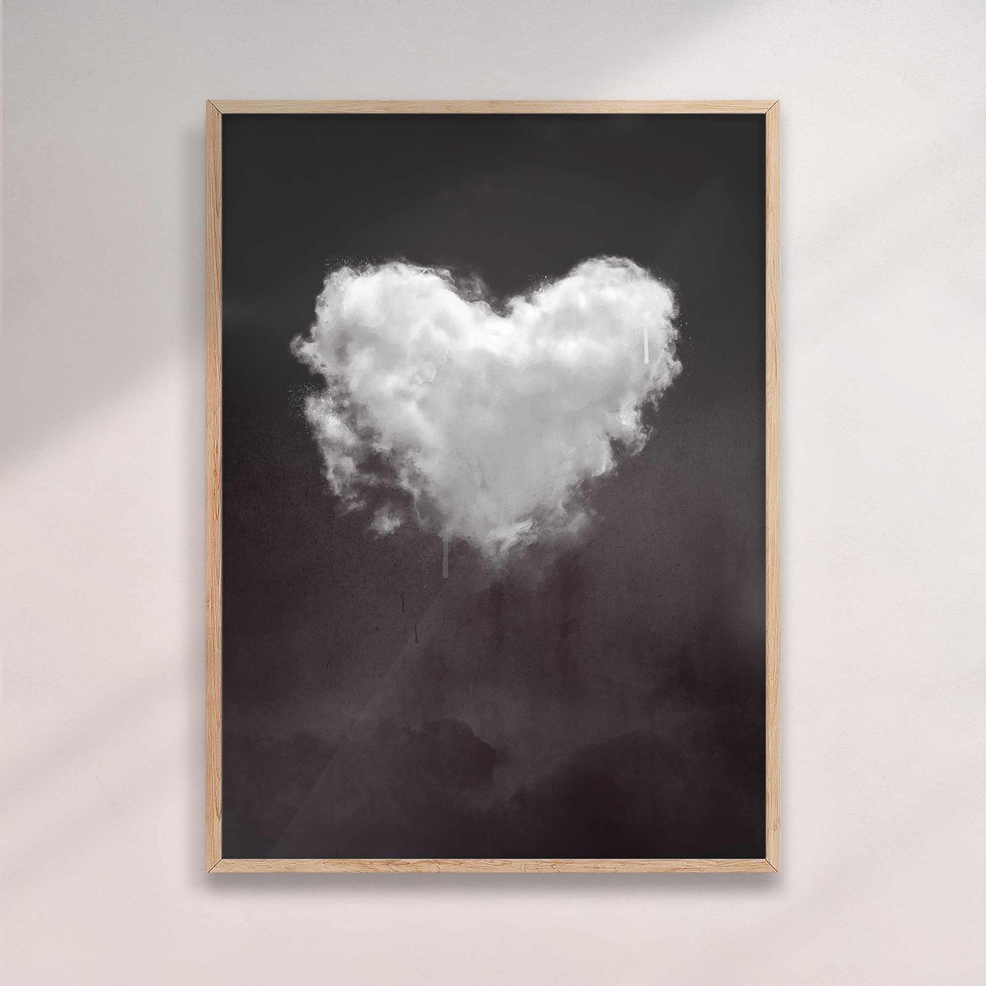 Heart Cloud Black & White Print | Minimal Surreal Wall Art