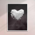 Heart Cloud Black & White Print | Minimal Surreal Wall Art