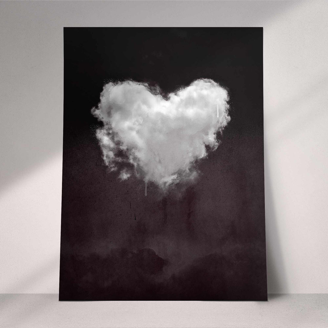 Heart Cloud Black & White Print | Minimal Surreal Wall Art