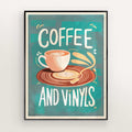 Close-up of vintage-style typography on Coffee and Vinyls poster