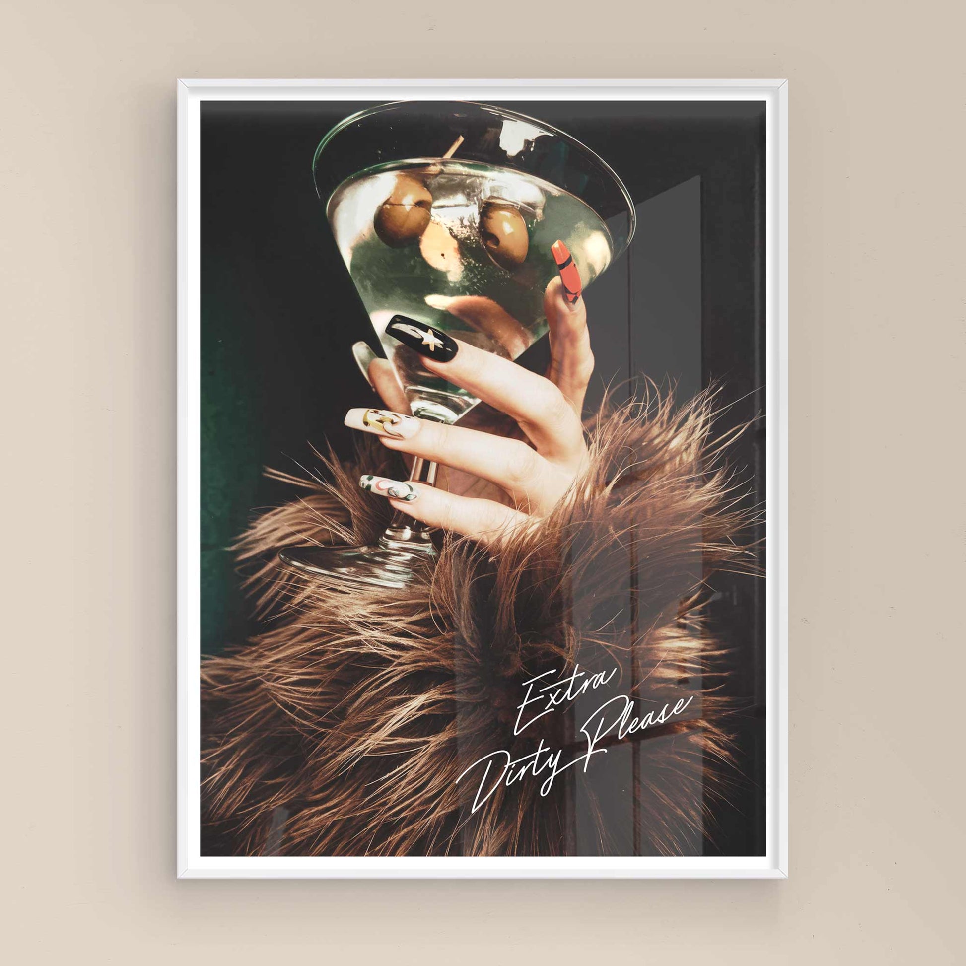 High-fashion cocktail aesthetic – Extra Dirty Please art print