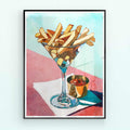 trendy kitchen art print with watercolor still life of fries