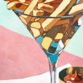 Quirky fine art print featuring golden fries in a cocktail glass
