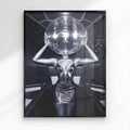 nightclub black and white disco girl poster