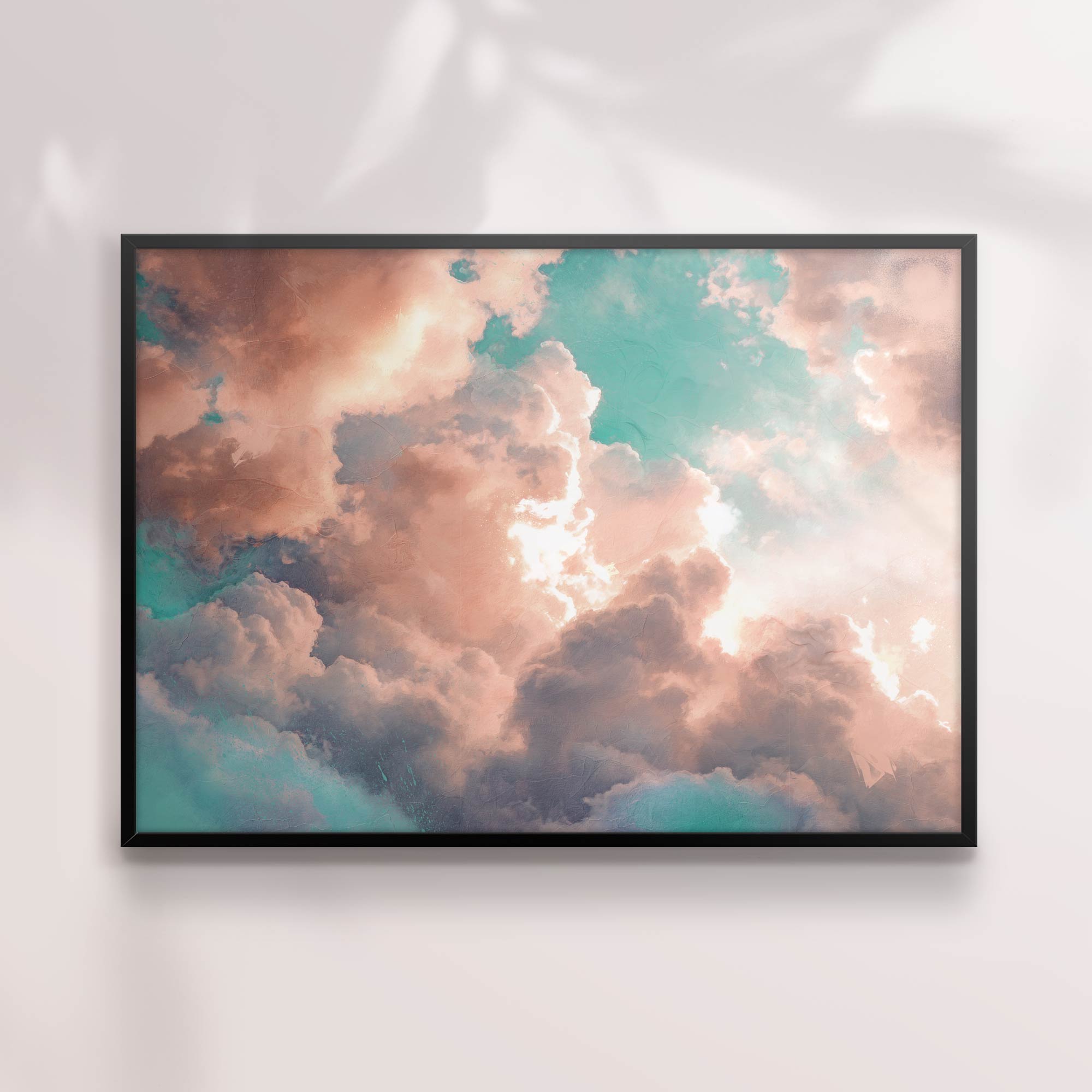 Dreamy Teal and Bronze Cloud Print - Moody & Surreal Wall Art