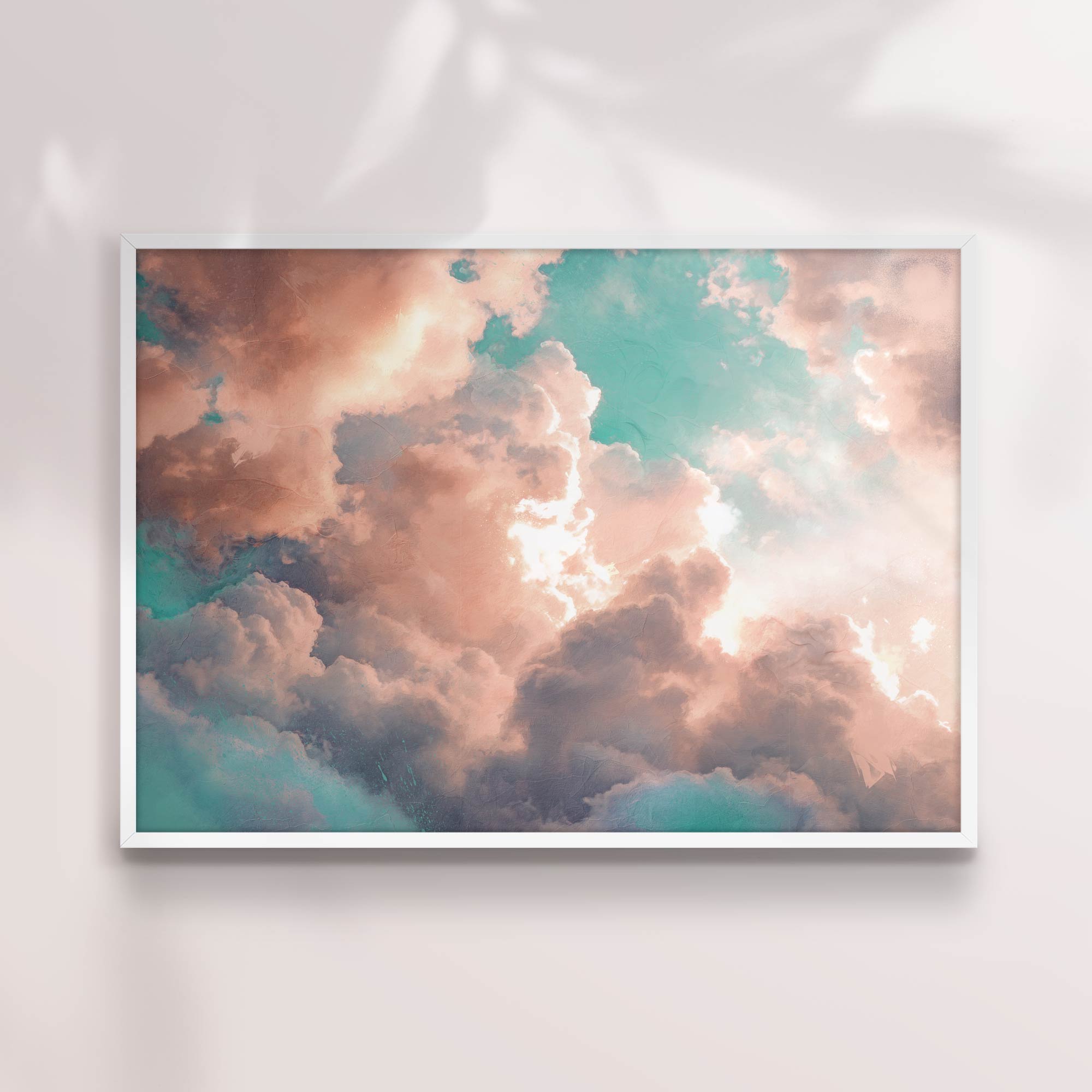 Dreamy Teal and Bronze Cloud Print - Moody & Surreal Wall Art