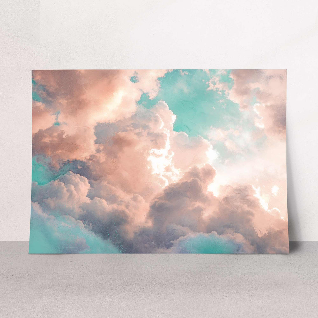 Dreamy Teal and Bronze Cloud Print - Moody & Surreal Wall Art