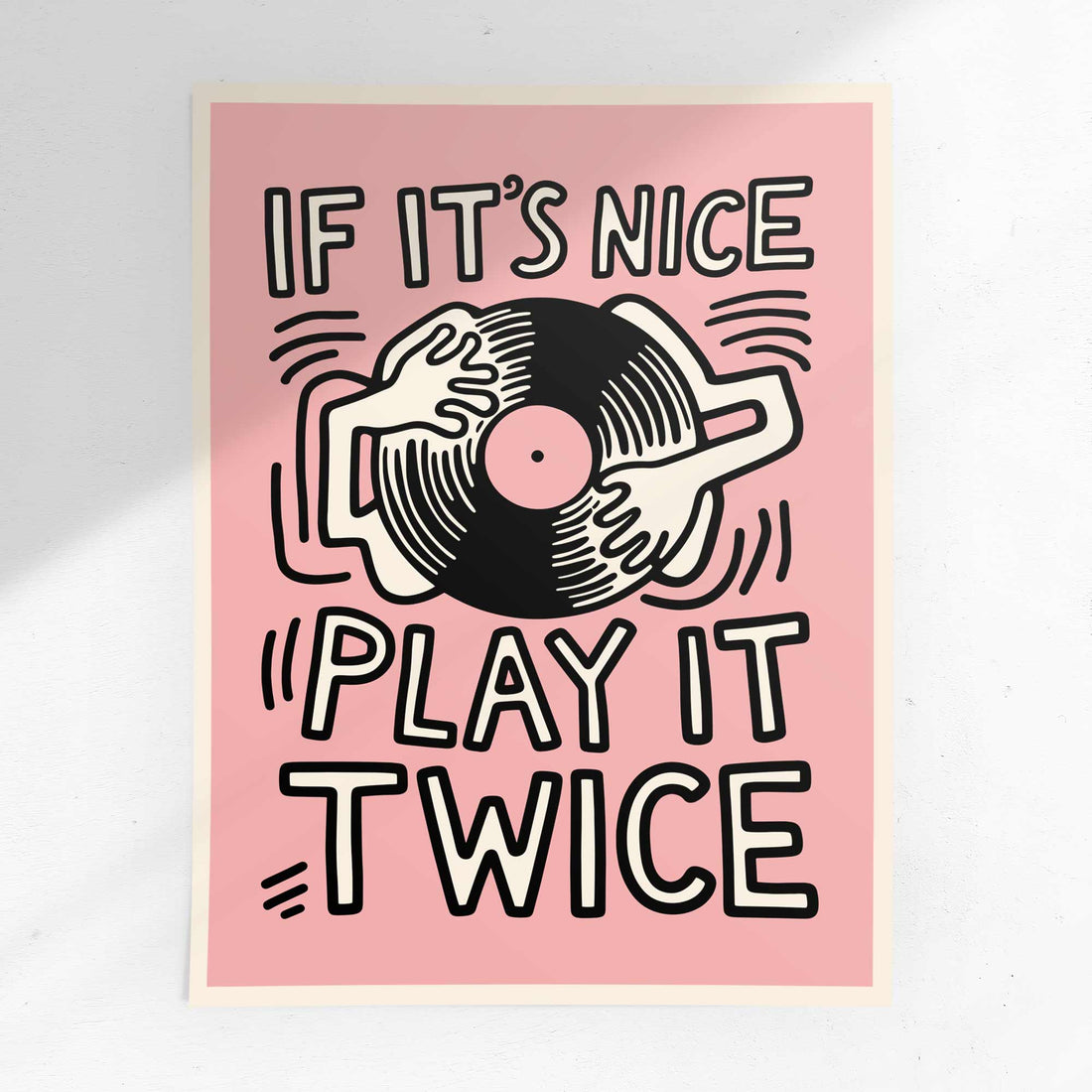 Music Wall Art Play It Twice Record Player Poster Retro Groovy Print Gift Music Lover Home Vintage Exhibition French Poster Trendy Gift