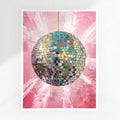 mirror ball poster, disco ball wall art, dopamine decor, maximalist art print, maximalist decor, preppy dorm decor, preppy pink print, girly wall art, preppy wall art, trendy decor, digital download, preppy living room, printable wall art