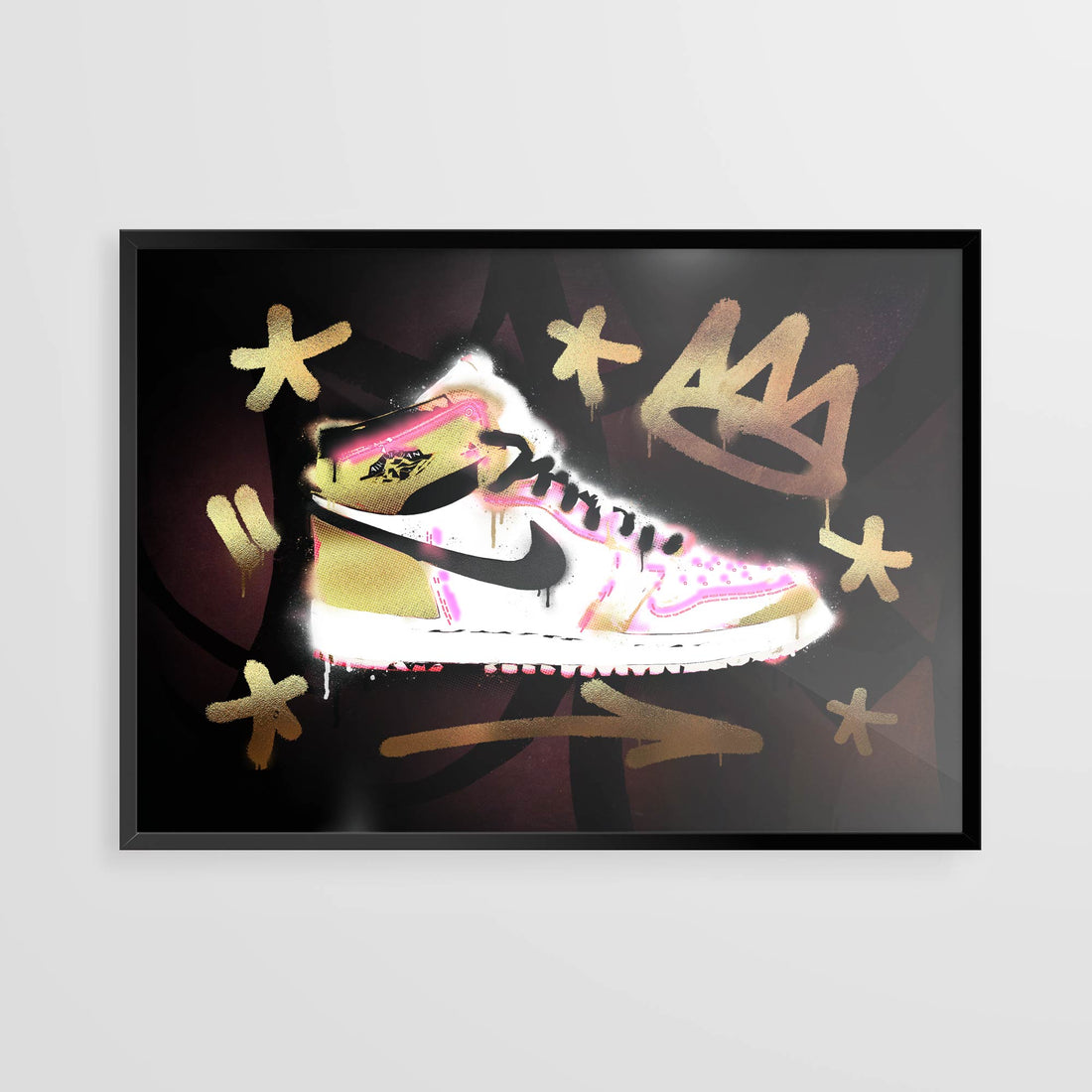 Jordan 1 King Print | Graffiti Stencil Art in Metallic Gold Foil

