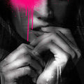 Graffiti Girl Print | Edgy Black & White Urban Art with Vivid Pink Graffiti