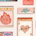 Quirky matchbox collection artwork with nostalgic themes