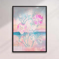 Pink Hibiscus Print | Abstract Digital Art with Sea and Stylized Flower

