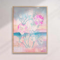 Pink Hibiscus Print | Abstract Digital Art with Sea and Stylized Flower

