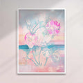 Pink Hibiscus Print | Abstract Digital Art with Sea and Stylized Flower

