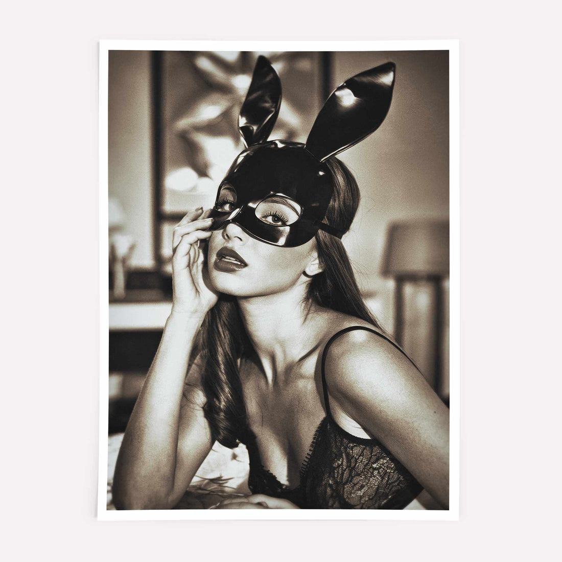 Luxury bunny girl wall art
High-fashion boudoir noir print
Vogue-style editorial poster
Designer bunny girl photography print
Vintage Hollywood-inspired bedroom decor
Sensual noir fashion wall print
Chic Parisian-style boudoir artwork
Glamorous femme fatale photography print
Luxury playboy-inspired wall decor
Fashion-forward masquerade photography
Hypebeast poster for modern interiors
Black and white photo wall print
Luxury wall art for contemporary spaces
High-fashion prints for stylish interiors
Aesthetic