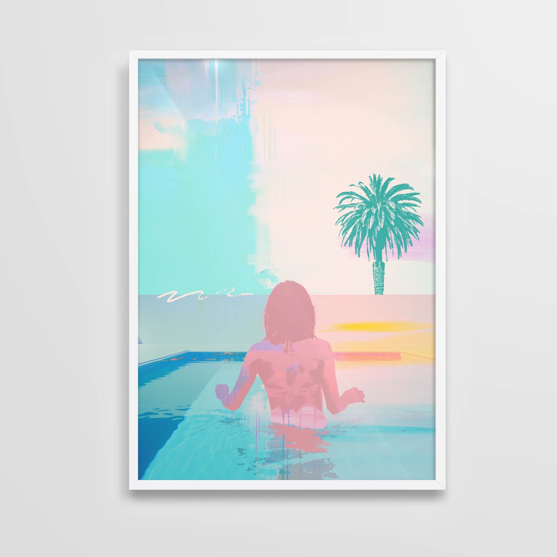 "Pool Girl" Print | Tranquil Summer Wall Art with Tropical Vibes

