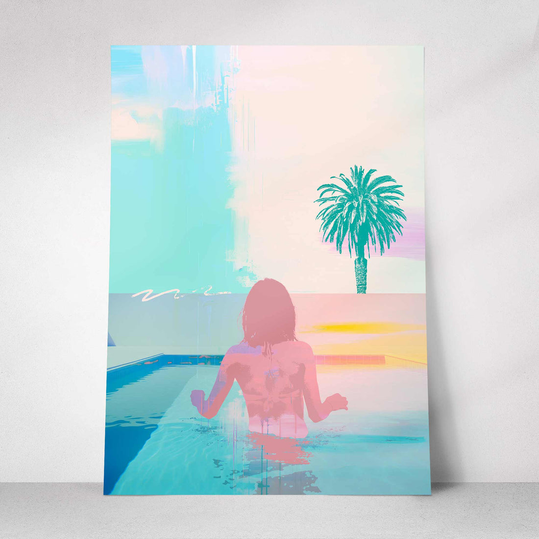 "Pool Girl" Print | Tranquil Summer Wall Art with Tropical Vibes

