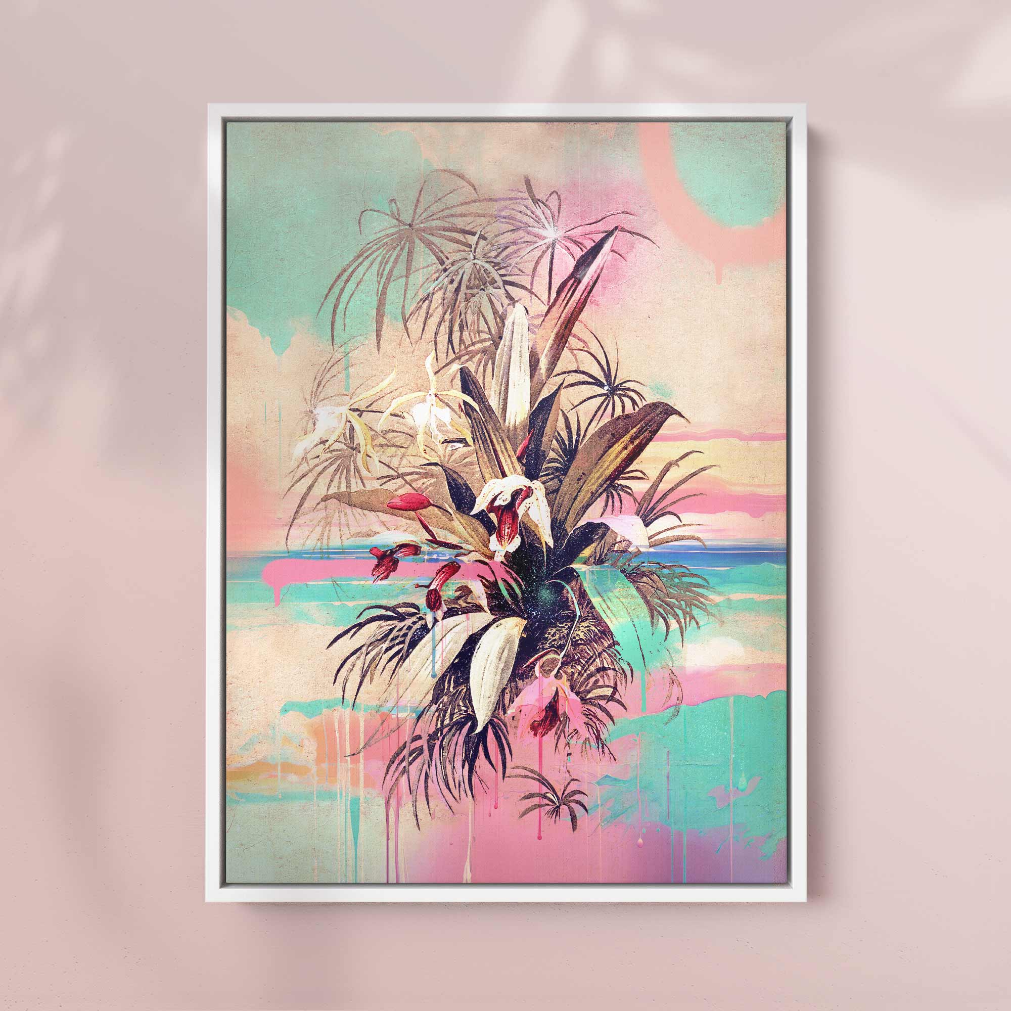 VINTAGE TROPICAL ORCHID DRIP PRINT - Bold Fusion of Classic and Contemporary Art