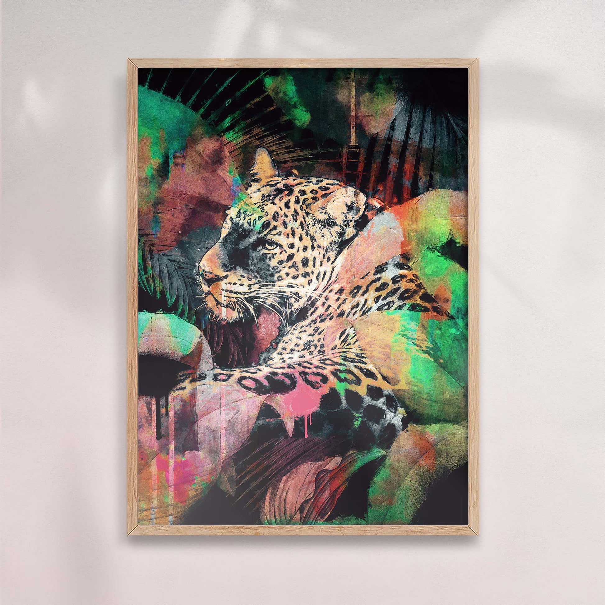 Jungle Leopard Print | Vibrant Maximalist Art with Bold Leopard Design

