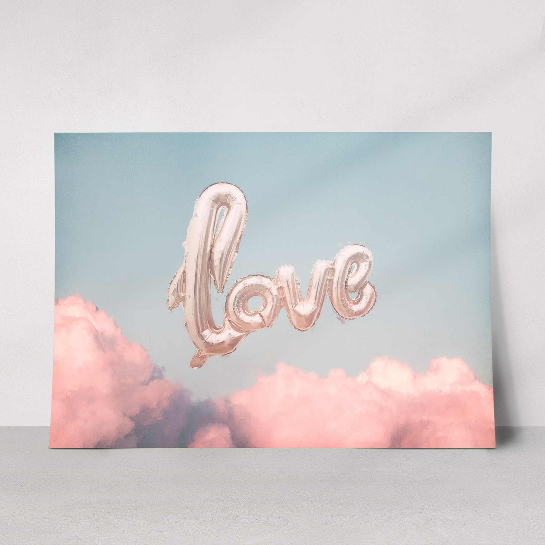 "Love is in the Air" Print | Elegant Wall Art with Golden Balloon