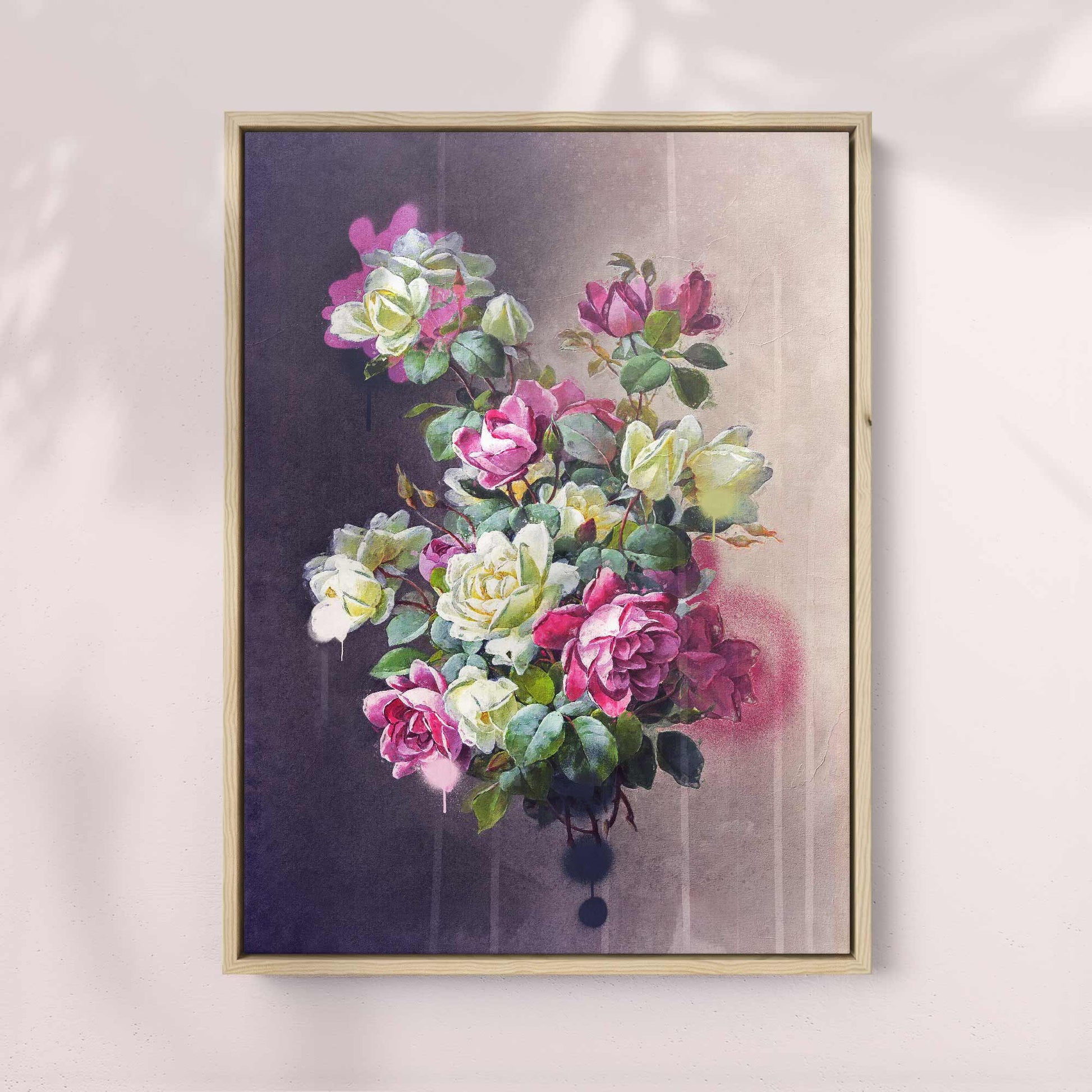 VINTAGE ROSE BOUQUET DRIP PRINT - Fusion of Classic Charm