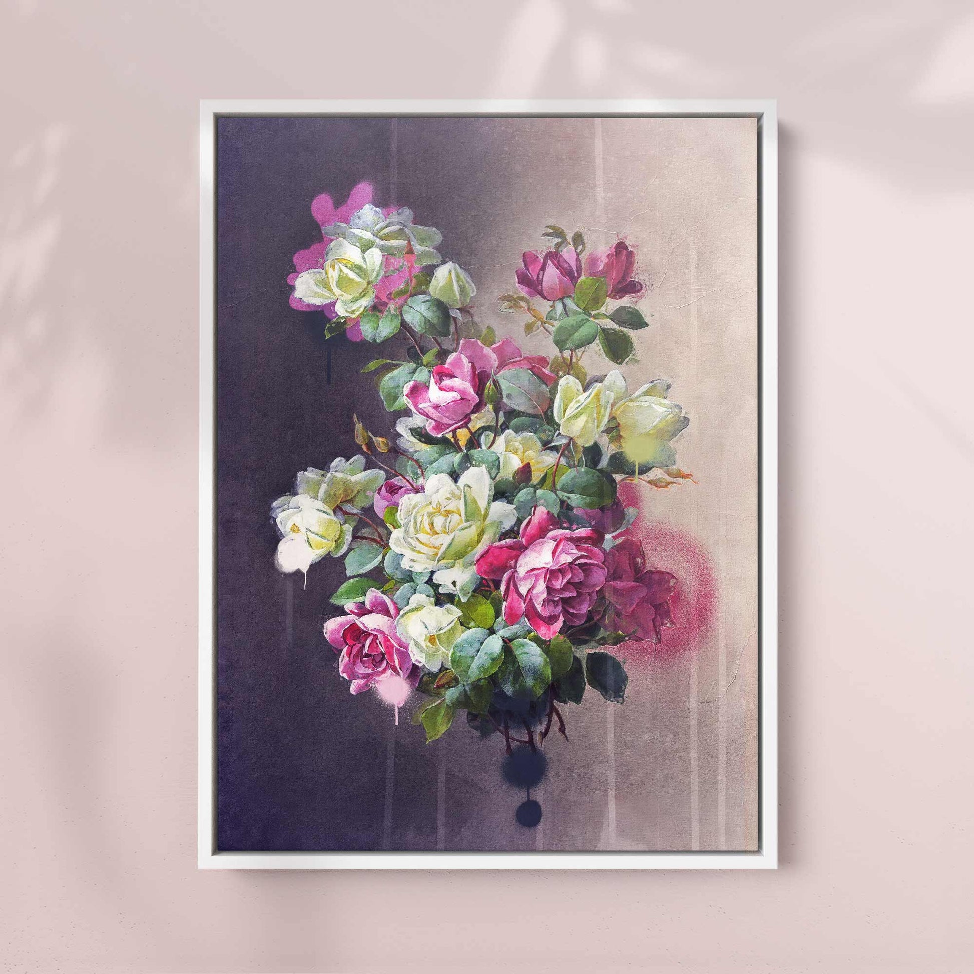 VINTAGE ROSE BOUQUET DRIP PRINT - Fusion of Classic Charm