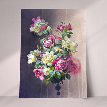 VINTAGE ROSE BOUQUET DRIP PRINT - Fusion of Classic Charm