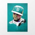 J Dilla Print | Vibrant Tribute Art with Teal Backdrop and Dripping Paint

