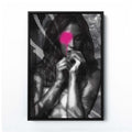 Graffiti Girl Print | Edgy Black & White Urban Art with Vivid Pink Graffiti