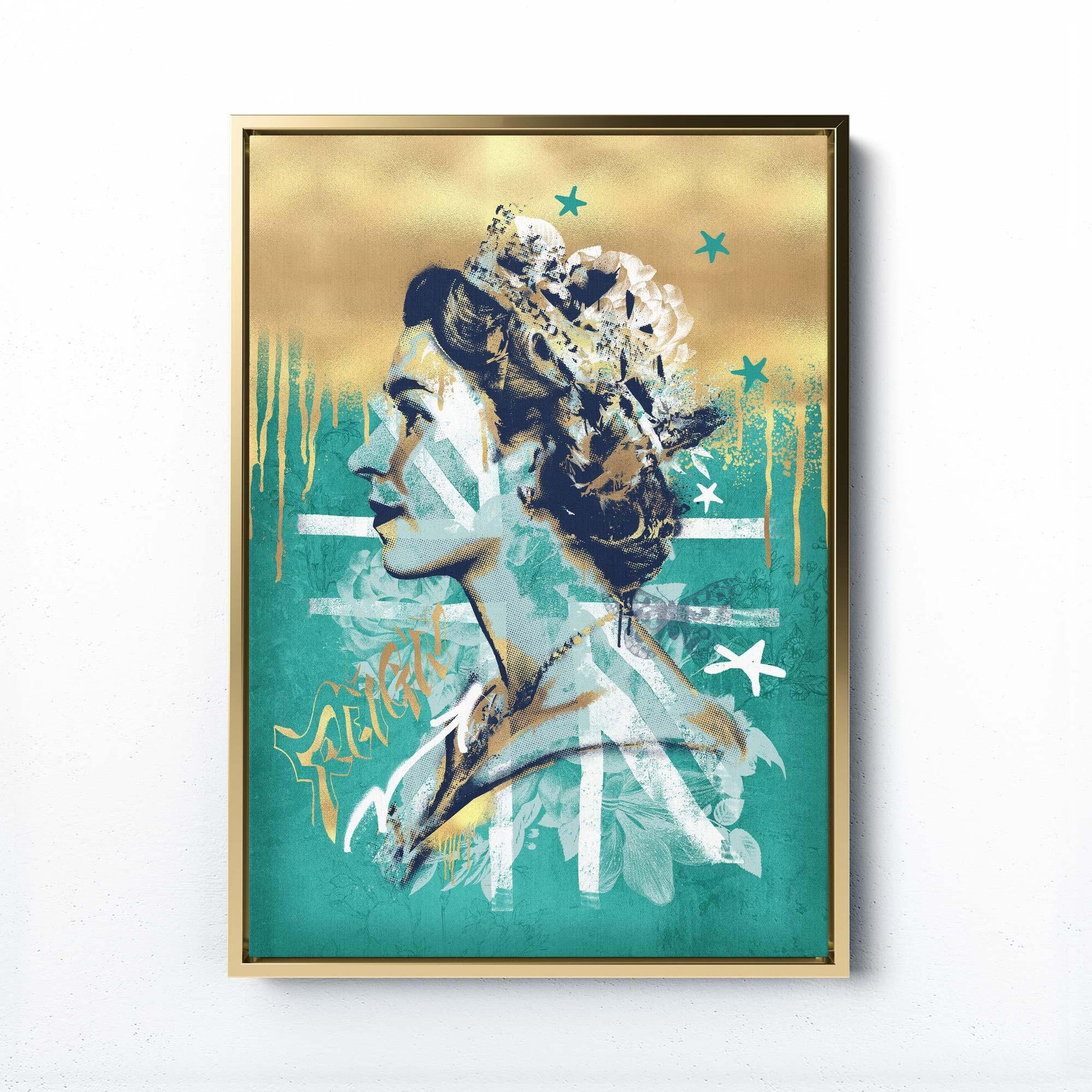 REIGN OVER ME TEAL / GOLD PRINT - Afterhours Gallery 