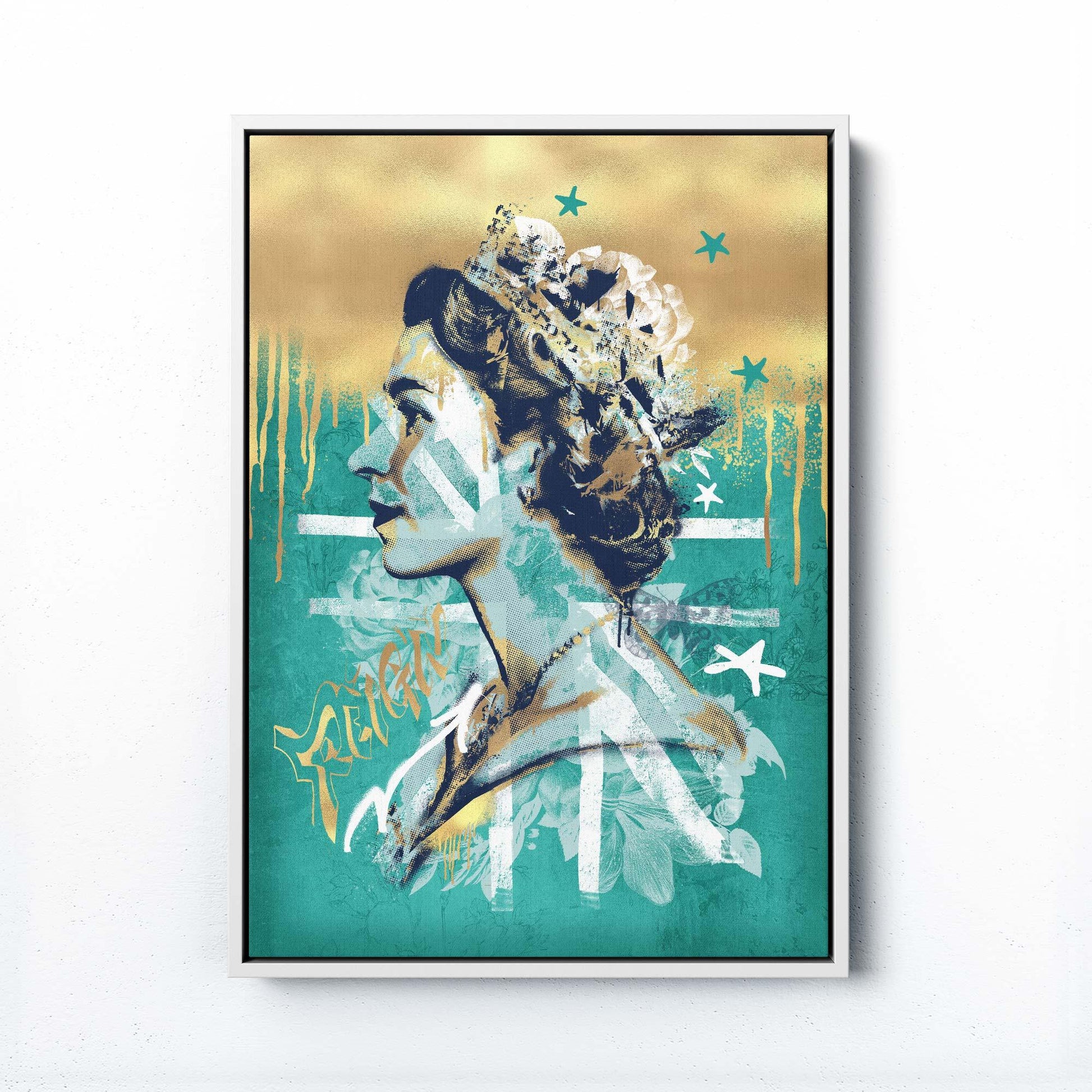 REIGN OVER ME TEAL / GOLD PRINT - Afterhours Gallery 