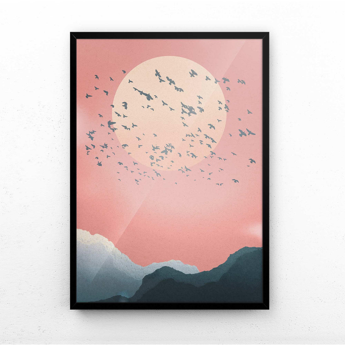 Flock of birds moon print