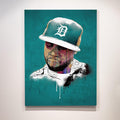 J Dilla Print | Vibrant Tribute Art with Teal Backdrop and Dripping Paint

