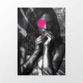 Graffiti Girl Print | Edgy Black & White Urban Art with Vivid Pink Graffiti